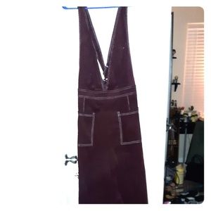 Burgundy corduroy overalls